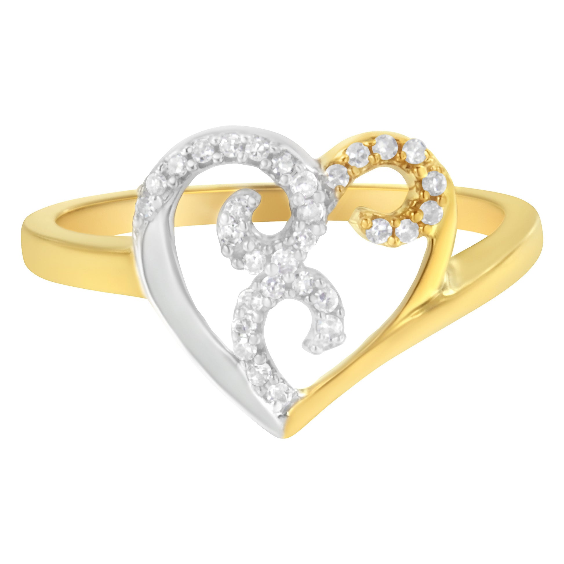 10K Two-Toned Gold Diamond Heart Shape Cluster Ring (1/6 Cttw, H-I Color, I1-I2 Clarity) - Size 6 Bids.com