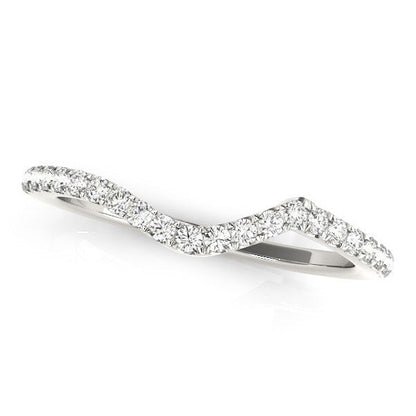 14k White Gold Modern Curved Diamond Wedding Band (1/6 cttw) Bids.com