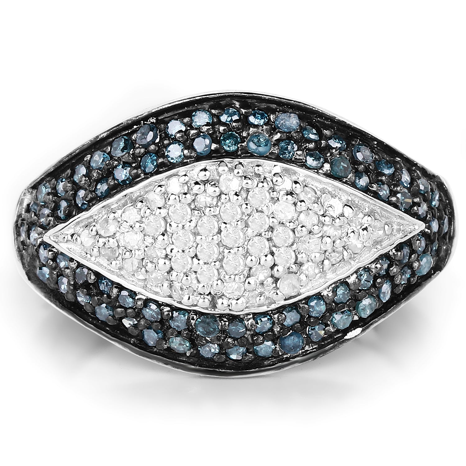 0.50 Carat Genuine Blue Diamond and White Diamond .925 Sterling Silver Ring Bids.com