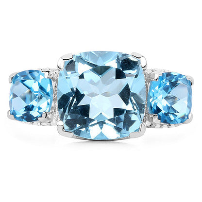 4.40 Carat Blue Topaz Ring with 2.70 Carat Multi-Gems in Sterling Silver Bids.com