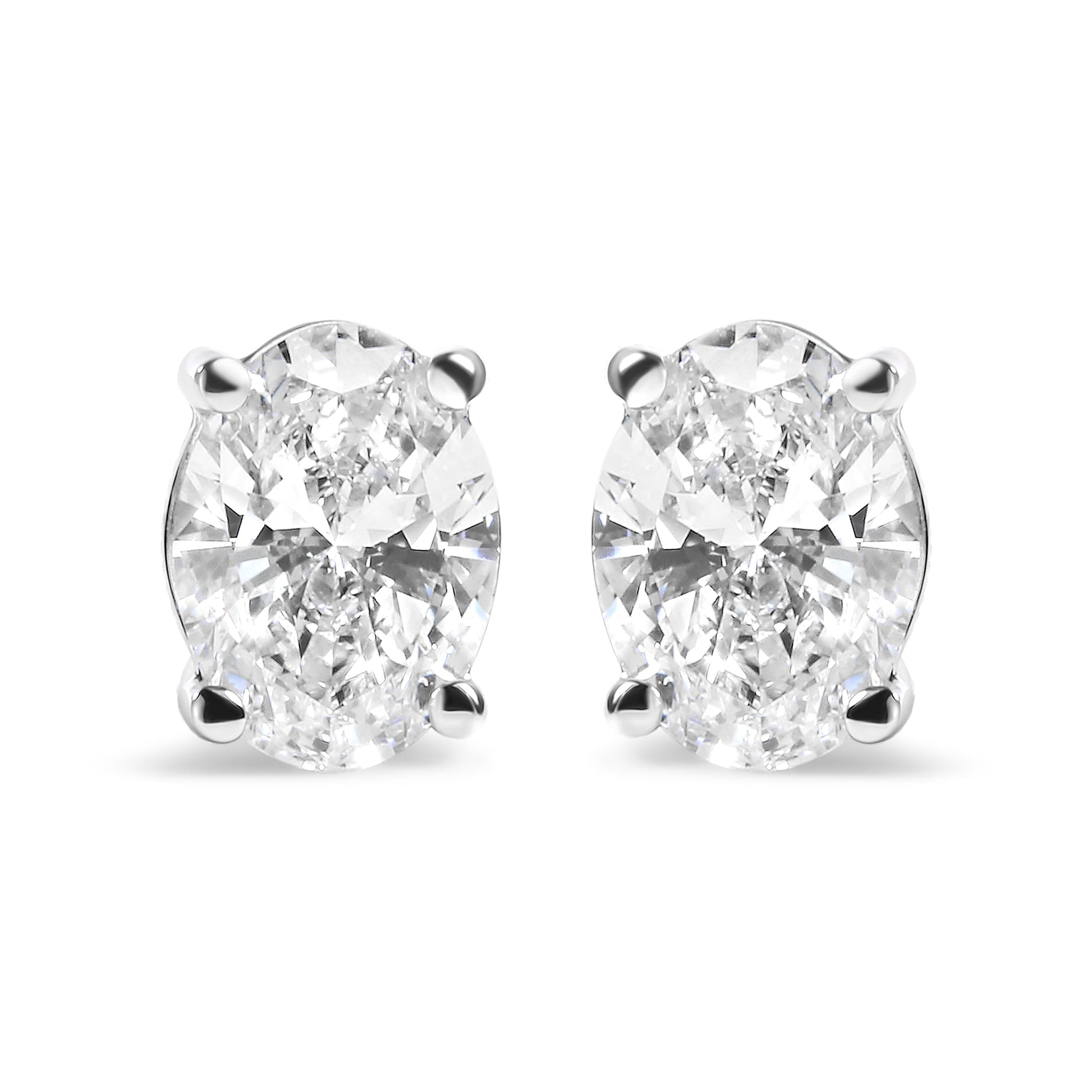 14K White Gold 2.0 Cttw Prong Set Lab Grown Oval Diamond Solitaire Stud Earring (F-G Color, VS1-VS2 Clarity) Bids.com