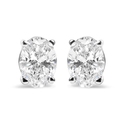 14K White Gold 3/4 Cttw Oval Shape Lab Grown Diamond Solitaire Stud Earrings (F-G Color, VS1-VS2 Clarity) Bids.com