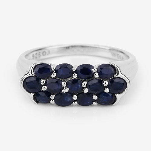 2.60 Carat Genuine Blue Sapphire .925 Sterling Silver Ring Bids.com