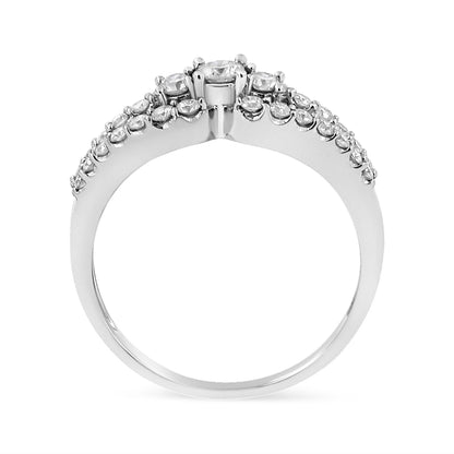10K White Gold 1/2 Cttw Round Cut Diamond Three Stone Split Shank Band Ring (H-I Color, SI1-SI2 Clarity) - Size 6 Bids.com