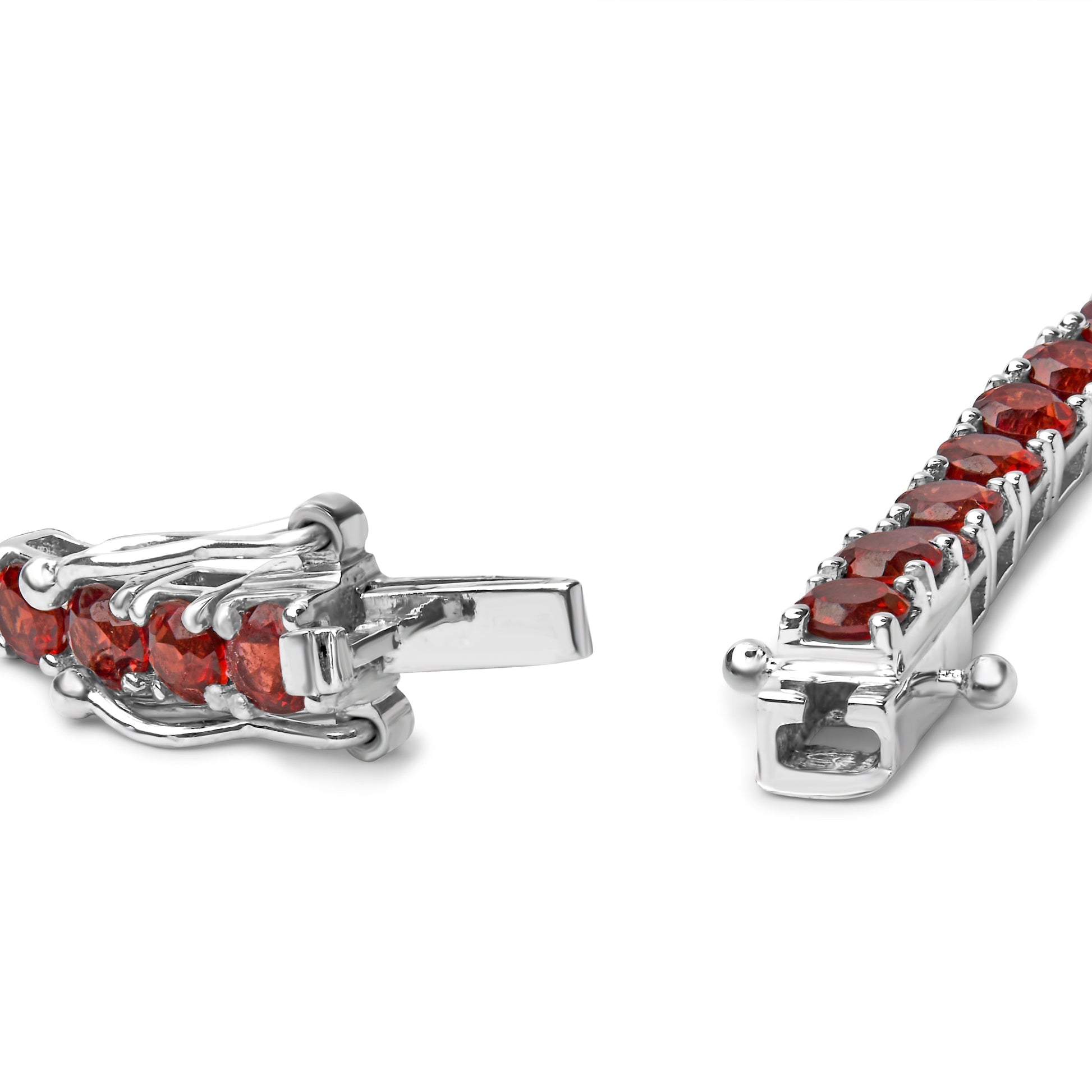 .925 Sterling Silver 10.0 Cttw Created Orange Garnet Tennis Bracelet - 7.25" Bids.com