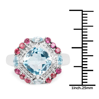 4.73 Carat Genuine Blue Topaz and Rhodolite .925 Sterling Silver Ring Bids.com