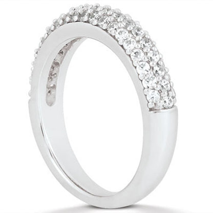 14k White Gold Triple Multi-Row Micro- Pave Diamond Wedding Ring Band Bids.com