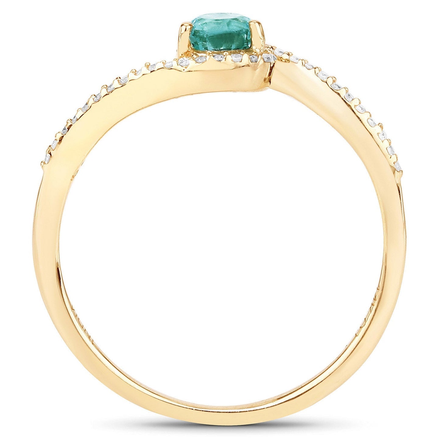 0.33 Carat Genuine Zambian Emerald and White Diamond 14K Yellow Gold Ring Bids.com