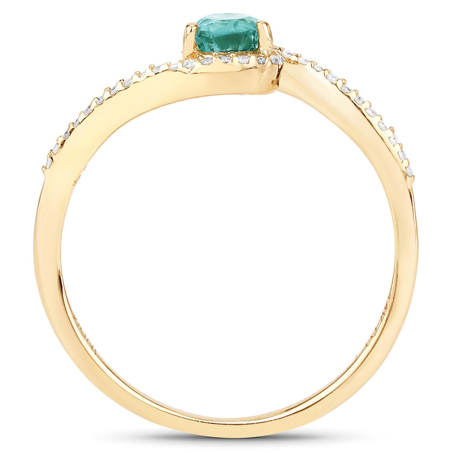 0.33 Carat Genuine Zambian Emerald and White Diamond 14K Yellow Gold Ring Bids.com