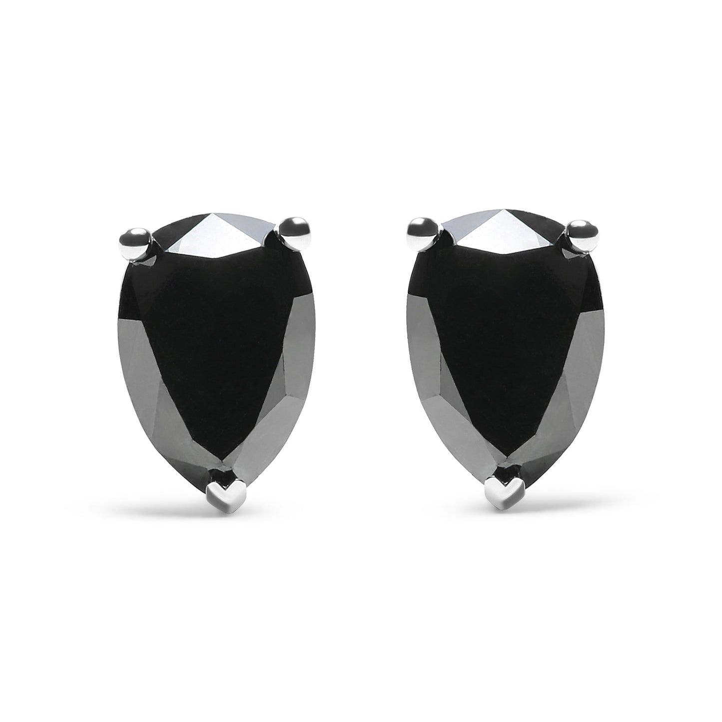 14K White Gold 2.00 Cttw Pear Cut Black Diamond Stud Earrings Bids.com