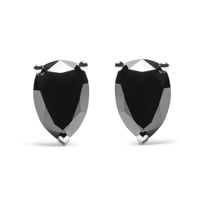 14K White Gold 2.00 Cttw Pear Cut Black Diamond Stud Earrings Bids.com