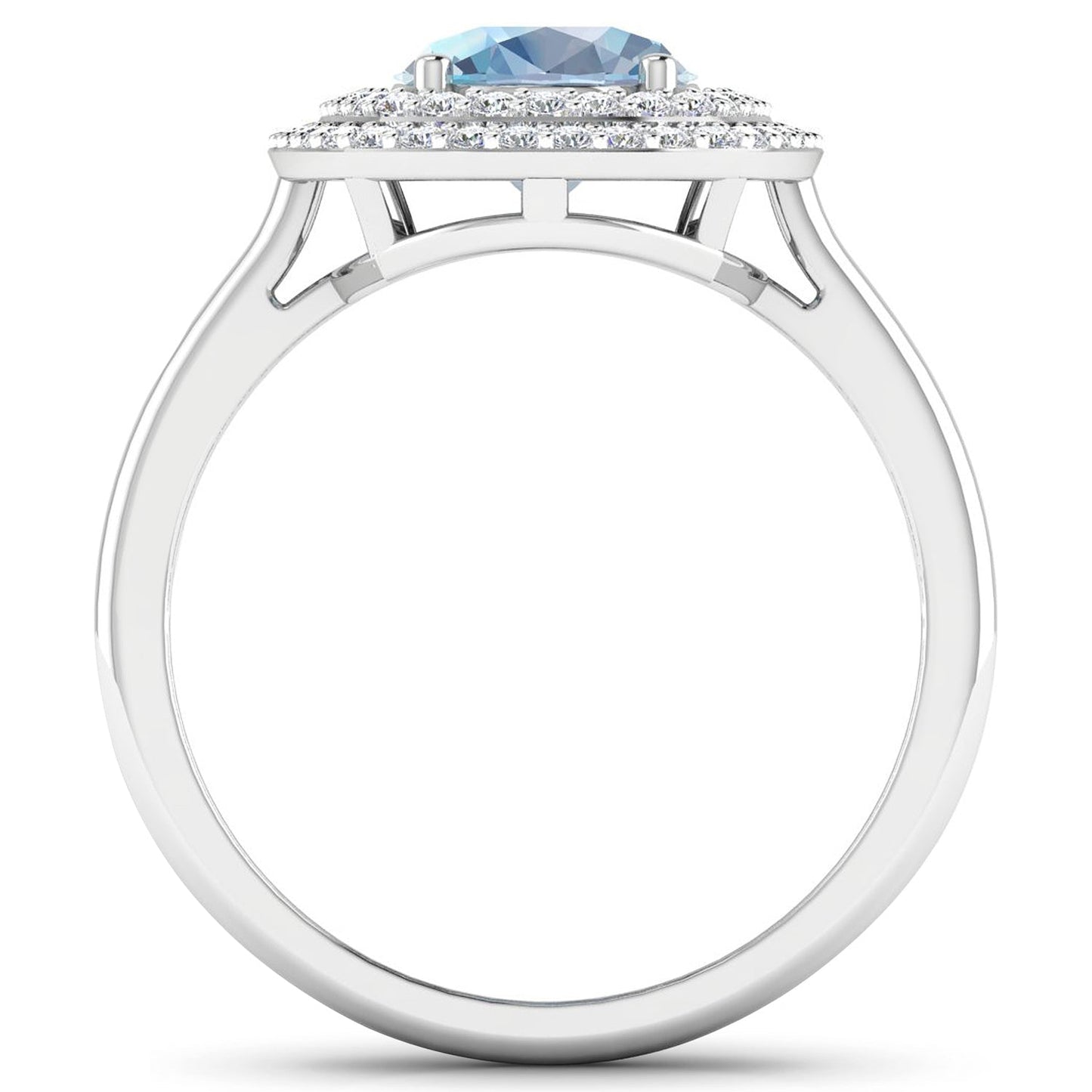 1.72 Carat Genuine Aquamarine and White Diamond 14K White Gold Ring Bids.com