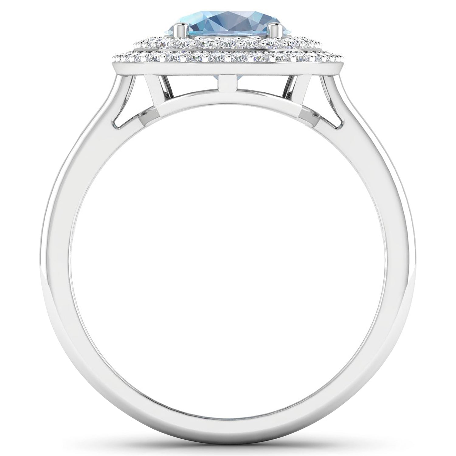 1.72 Carat Genuine Aquamarine and White Diamond 14K White Gold Ring Bids.com
