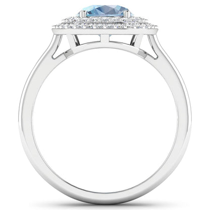 1.72 Carat Genuine Aquamarine and White Diamond 14K White Gold Ring Bids.com