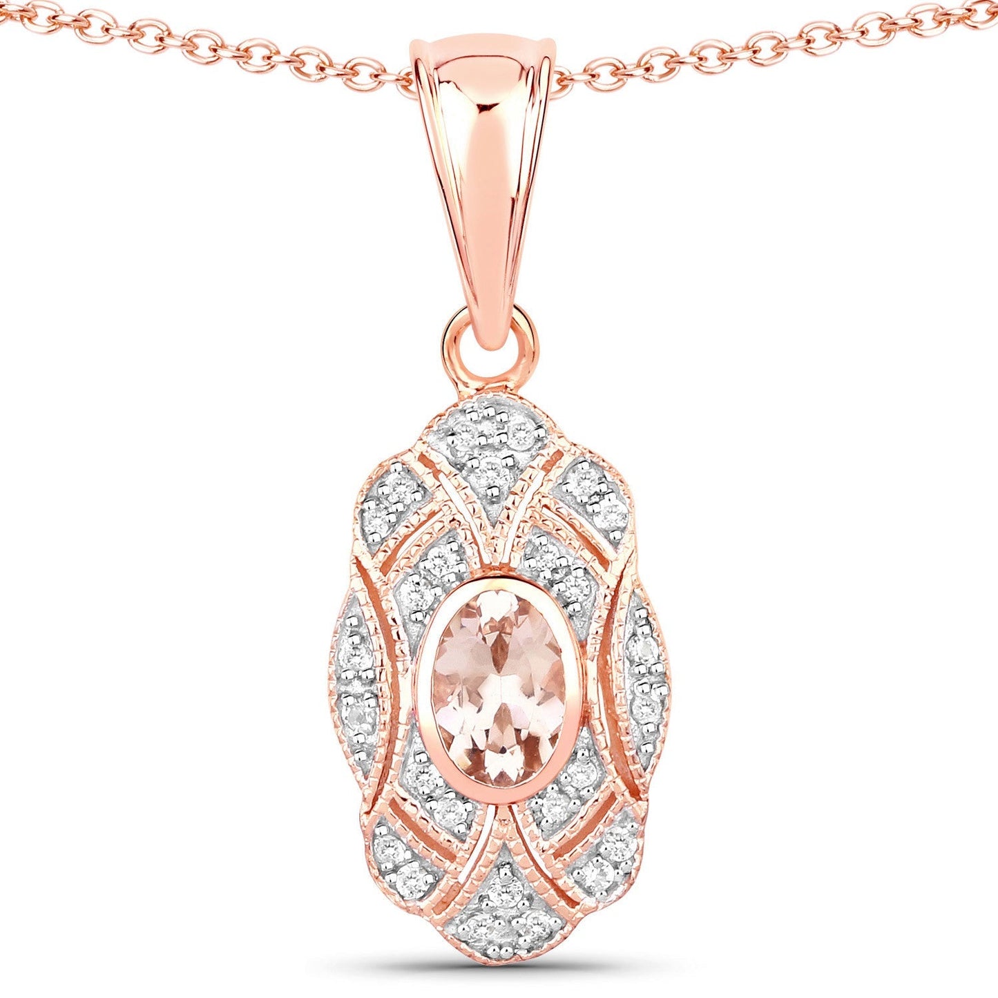 0.52 Carat Genuine Morganite and White Topaz .925 Sterling Silver Pendant Bids.com