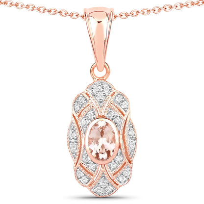 0.52 Carat Genuine Morganite and White Topaz .925 Sterling Silver Pendant Bids.com