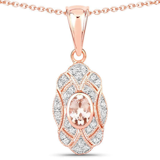 0.52 Carat Genuine Morganite and White Topaz .925 Sterling Silver Pendant Bids.com