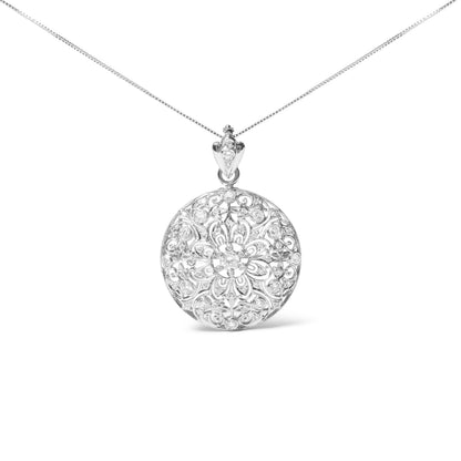 18K White Gold 1 5/6 Cttw Diamond Cluster Floral Filigree Brooch Pin and 18" Pendant Necklace (G-H Color, I1-I2 Clarity) Bids.com