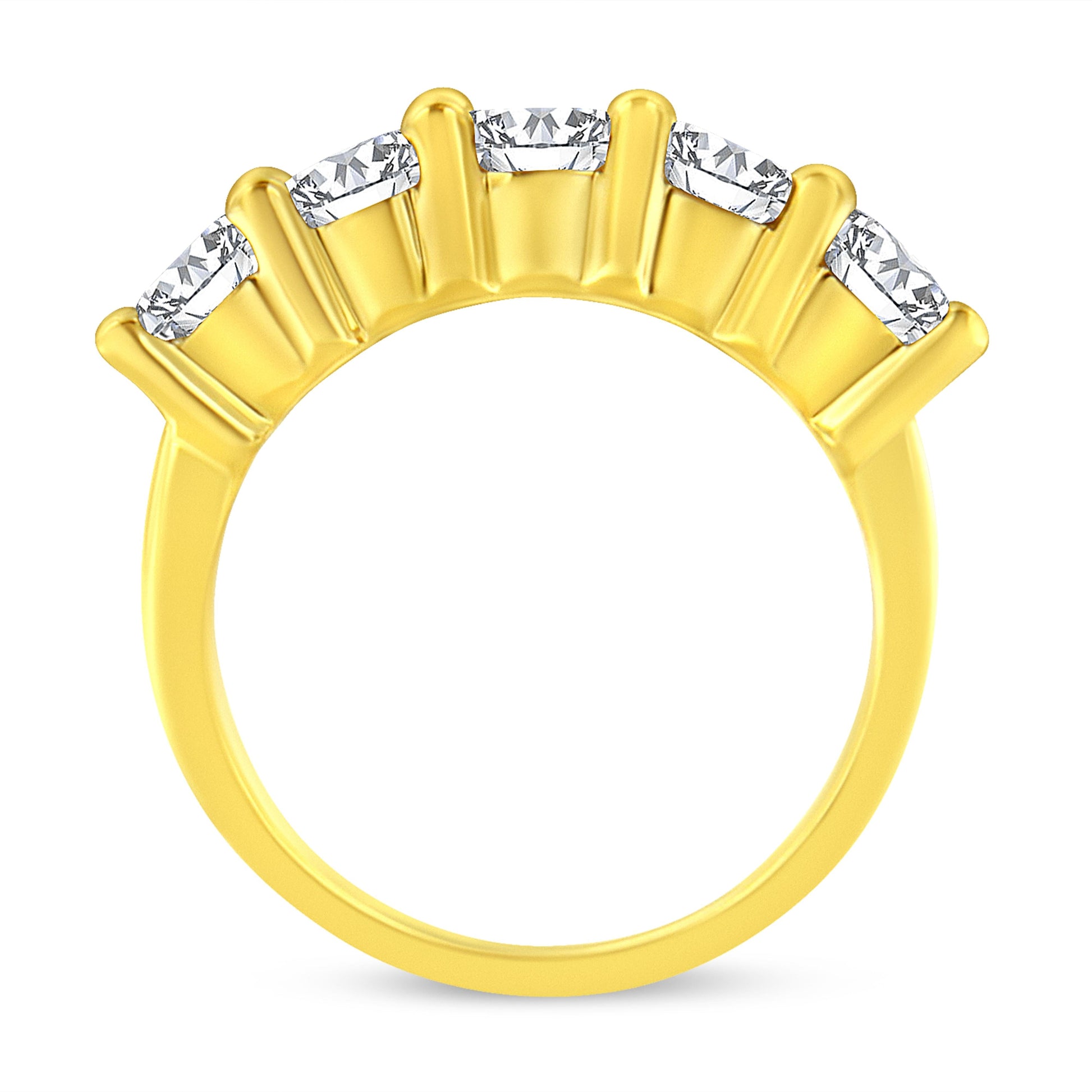 14K Yellow Gold Plated .925 Sterling Silver 2.0 Cttw Shared Prong Set Diamond 5 Stone Wedding Band Ring (J-K Color, I1-I2 Clarity) - Size 7 Bids.com