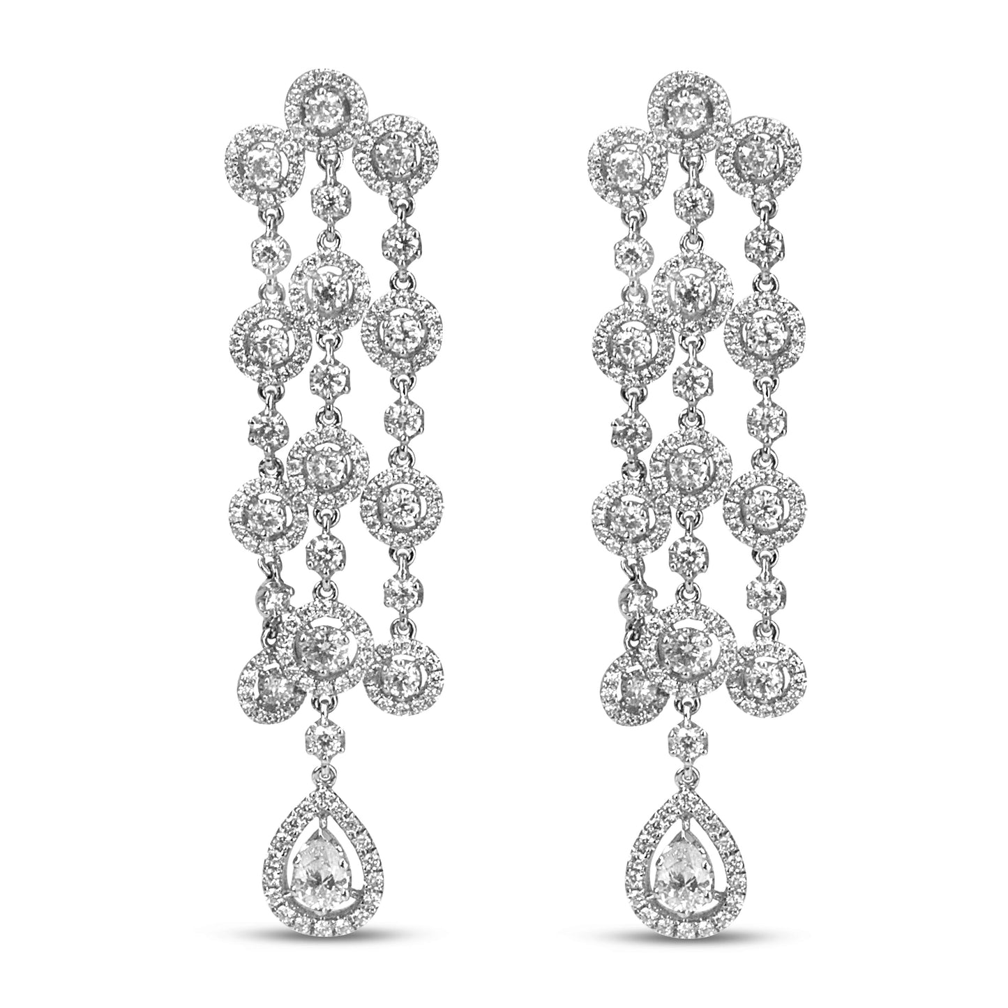 18K White Gold 4 3/4 Cttw Diamond Double Teardrop Waterfall Dangle Earrings (H-I Color, VS1-VS2 Clarity) Bids.com