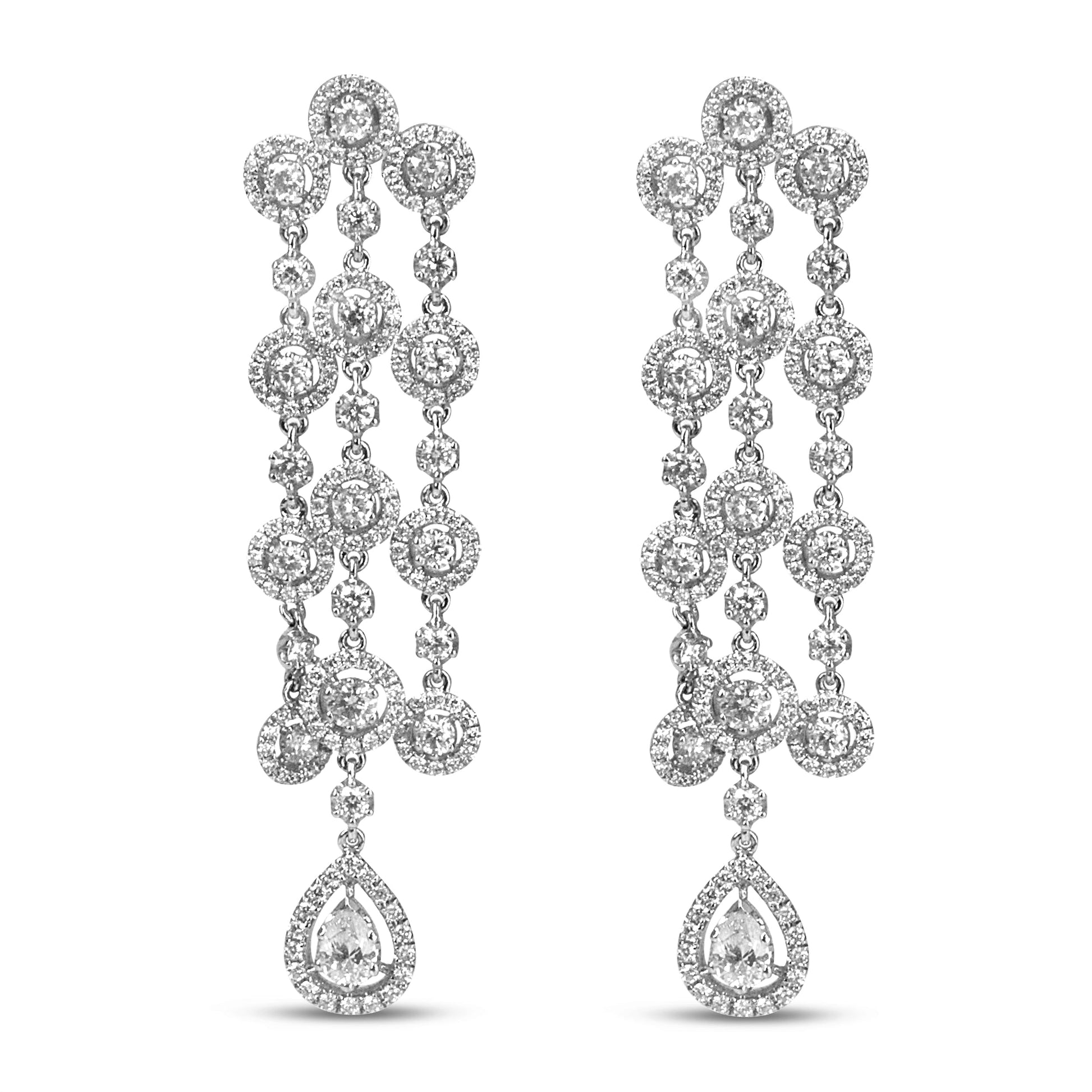 18K White Gold 4 3/4 Cttw Diamond Double Teardrop Waterfall Dangle Earrings (H-I Color, VS1-VS2 Clarity) Bids.com