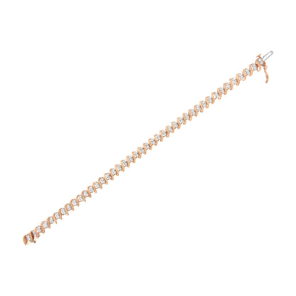 14KT Rose Gold Plated Sterling Silver Diamond S Link Tennis Bracelet (2 cttw, J-K Color, I1-I2 Clarity) - Size 7.5" Bids.com