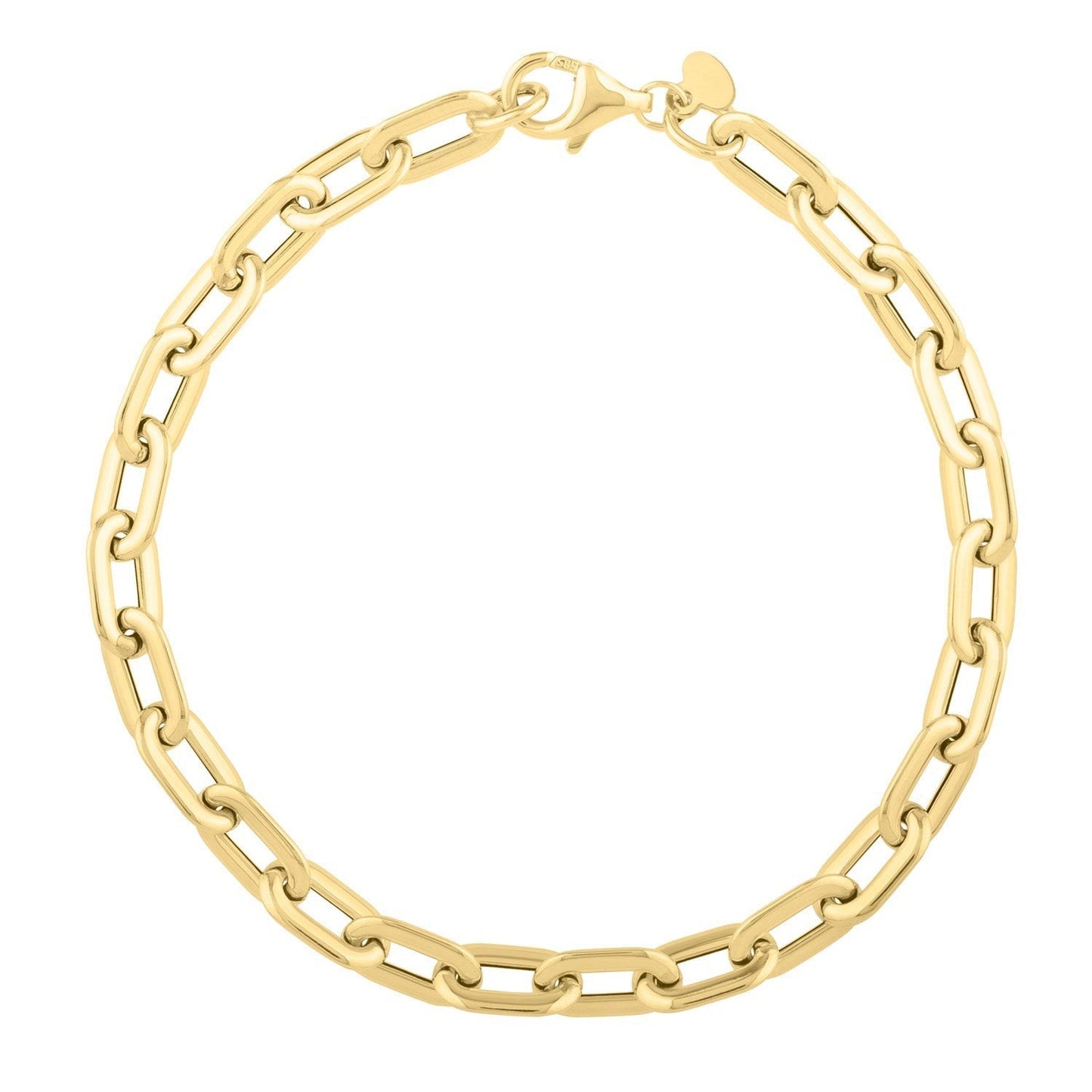 14k Yellow Gold Oval Domed Paperclip Chain Bracelet (5.30 mm) Bids.com