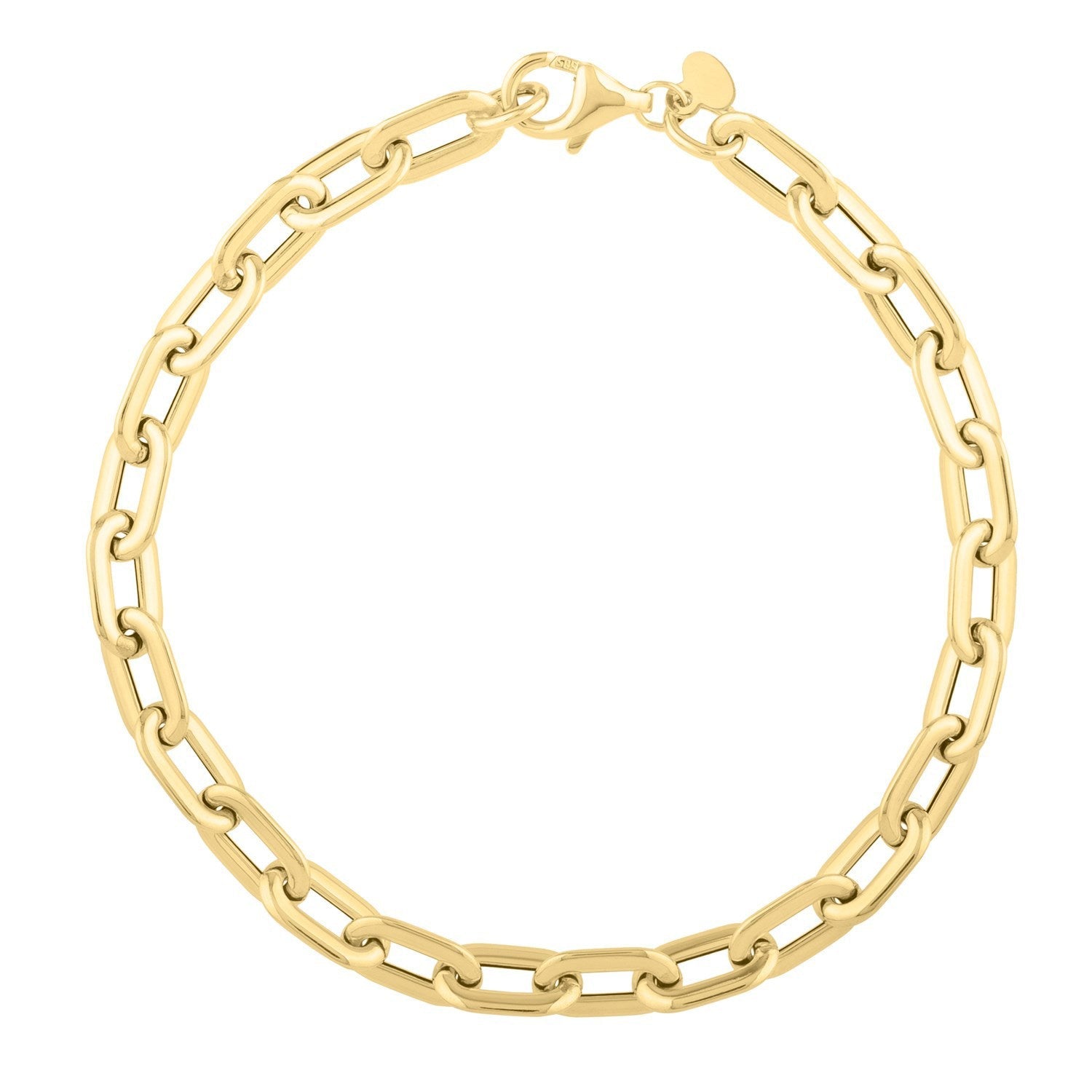 14k Yellow Gold Oval Domed Paperclip Chain Bracelet (5.30 mm) Bids.com