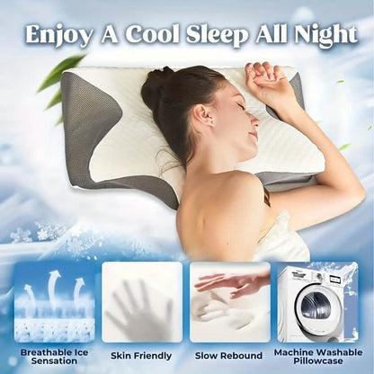Ergonomic Memory Foam Neck Pillow – Slow Rebound, Back & Side Sleeper DailySale