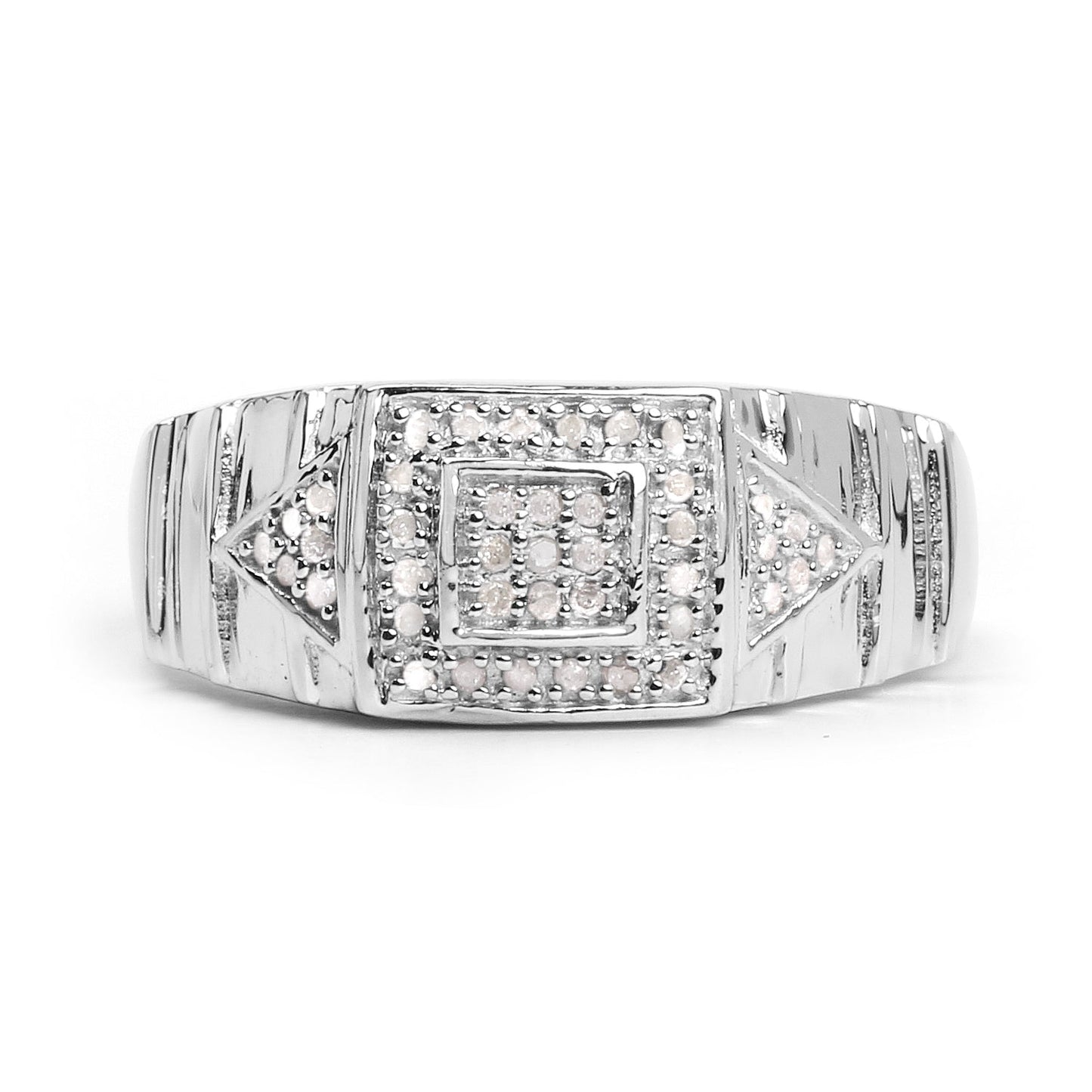 14K White Gold Plated 0.21 Carat Genuine White Diamond .925 Sterling Silver Ring Bids.com