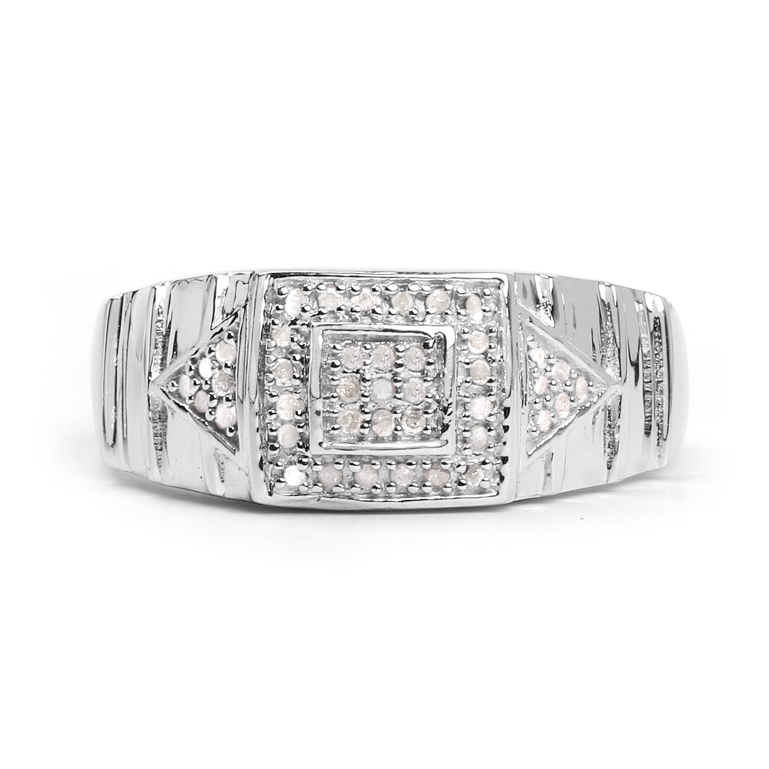 14K White Gold Plated 0.21 Carat Genuine White Diamond .925 Sterling Silver Ring Bids.com