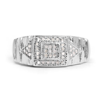 14K White Gold Plated 0.21 Carat Genuine White Diamond .925 Sterling Silver Ring Bids.com