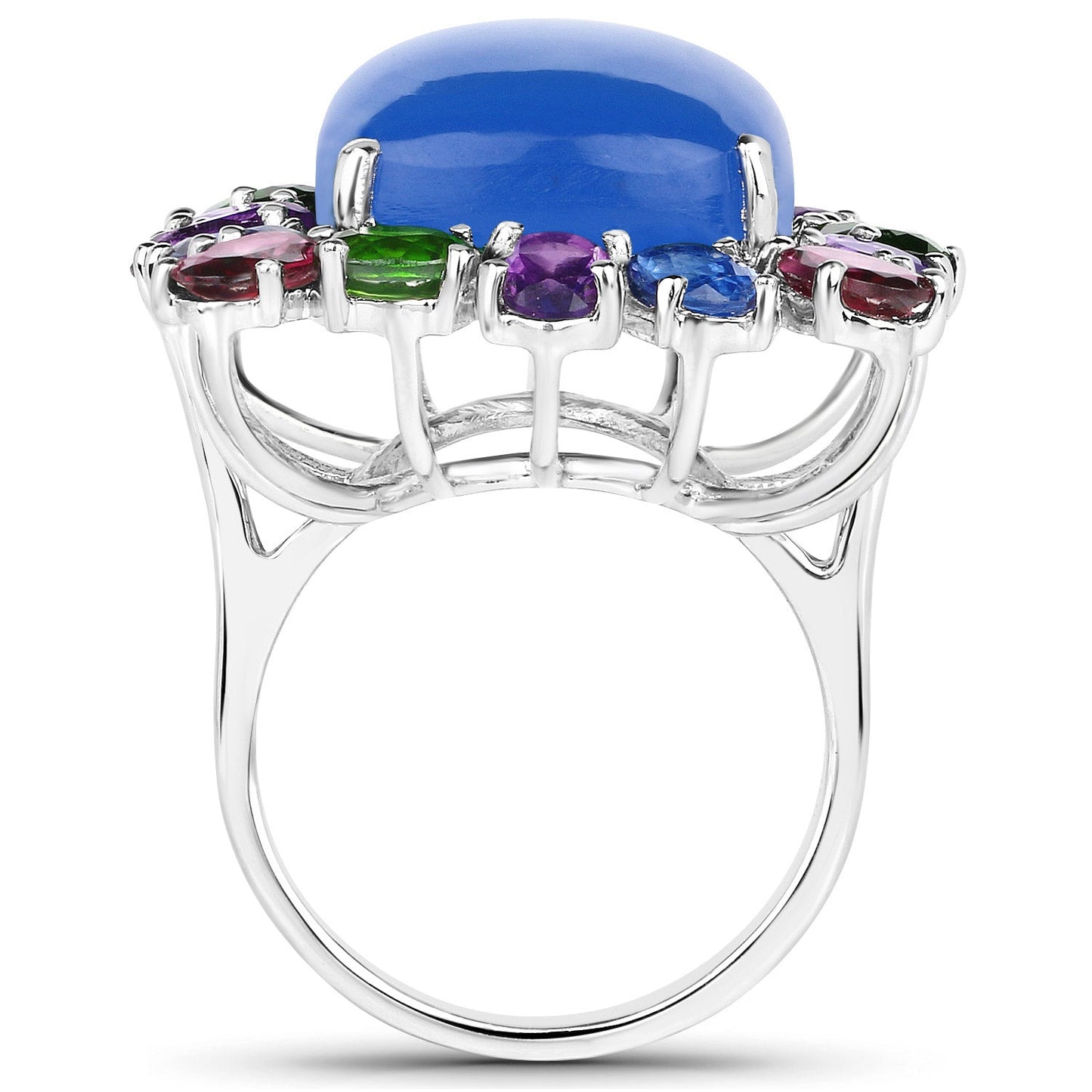 26.67 Carat Genuine Multi Stones .925 Sterling Silver Ring Bids.com