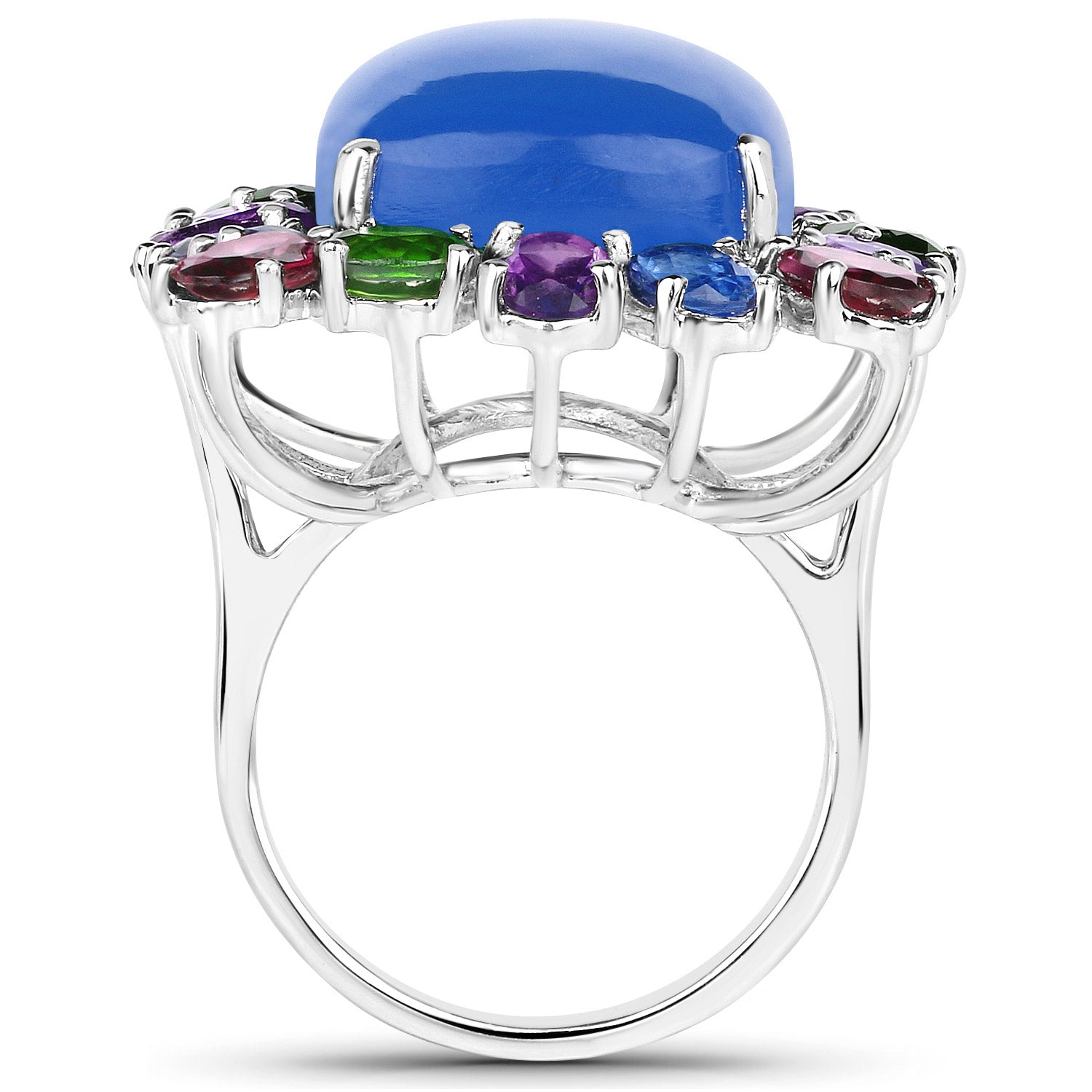 26.67 Carat Genuine Multi Stones .925 Sterling Silver Ring Bids.com