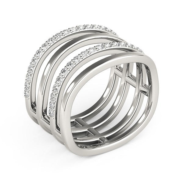 14k White Gold Multiple Band Design Ring with Diamonds (3/8 cttw) Bids.com