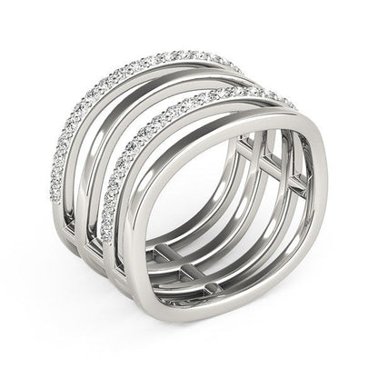 14k White Gold Multiple Band Design Ring with Diamonds (3/8 cttw) Bids.com