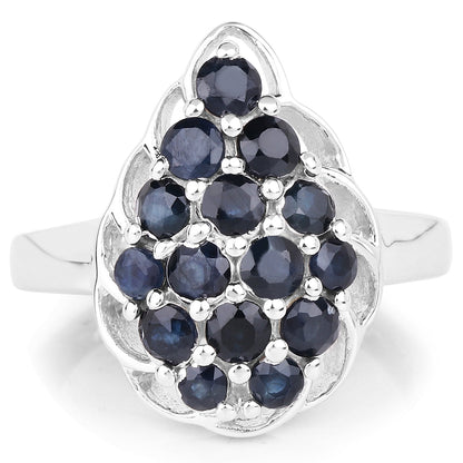1.62 Carat Genuine Blue Sapphire .925 Sterling Silver Ring Bids.com