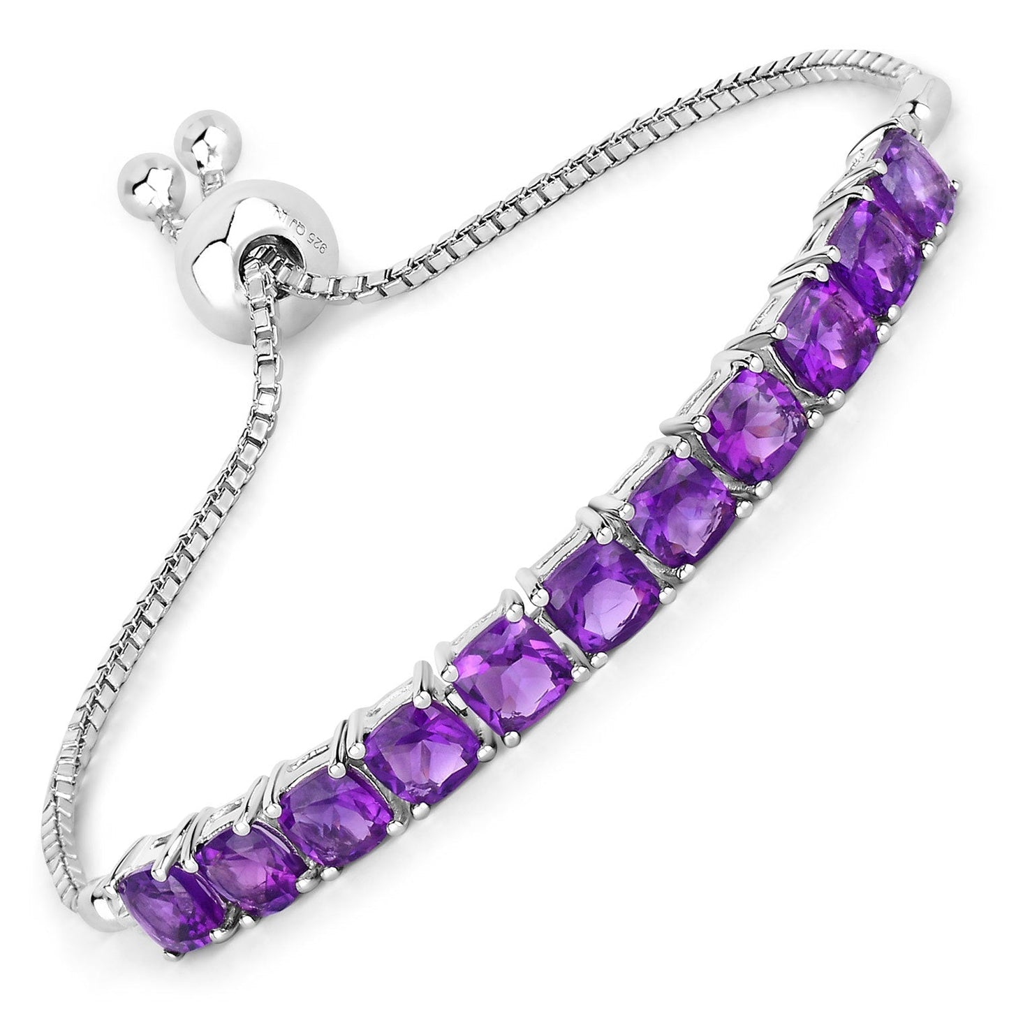 6.05 Carat Genuine Amethyst .925 Sterling Silver Bracelet Bids.com
