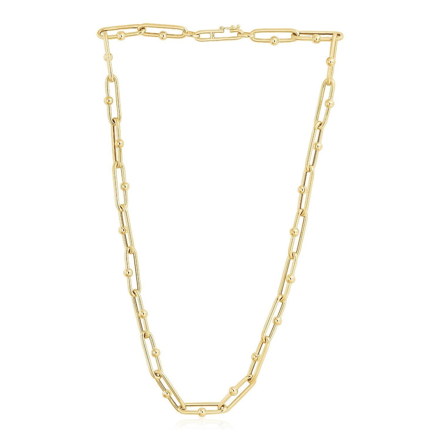 14k Yellow Gold High Polish Elongated Paperclip Jax Link Necklace Bids.com