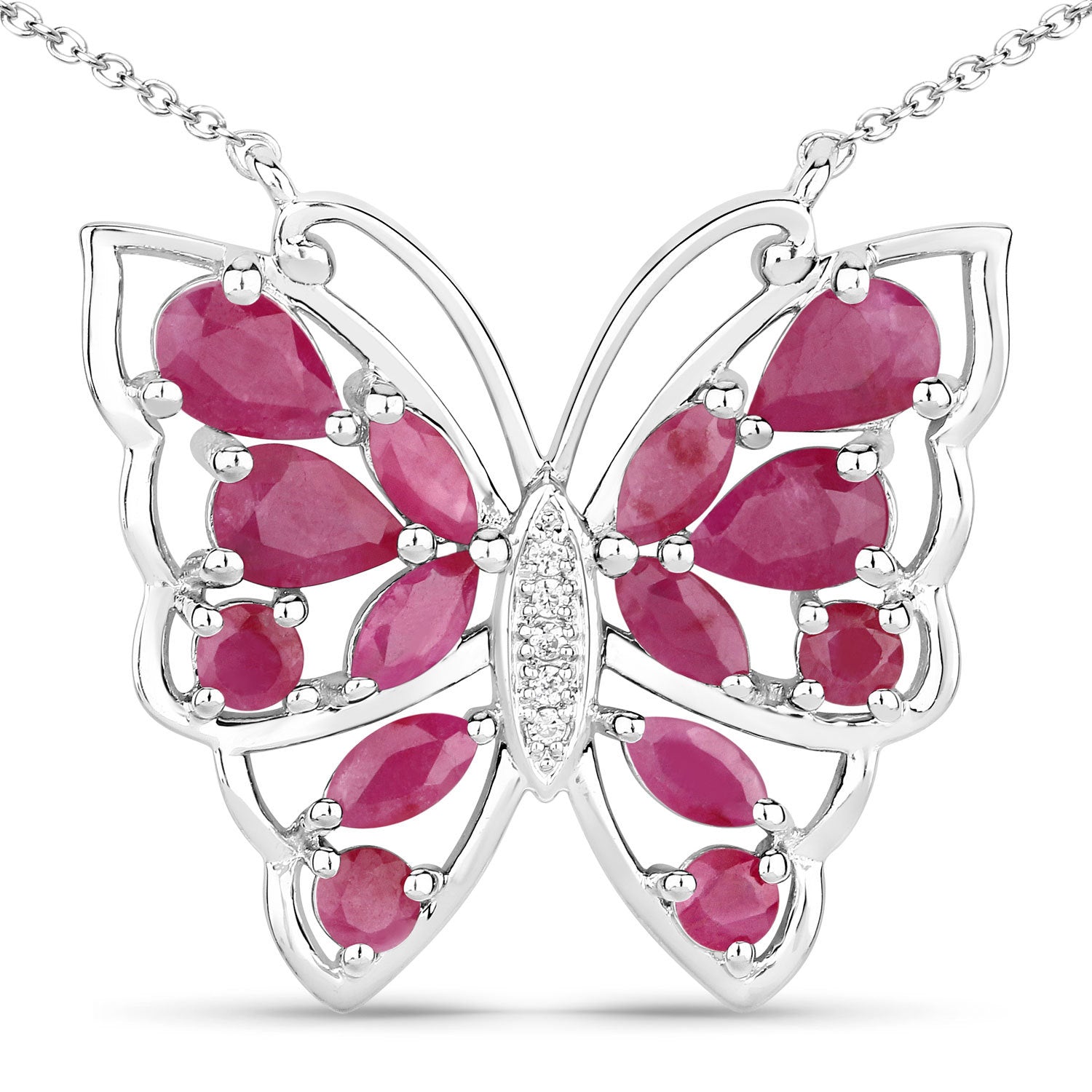 2.88 Carat Genuine Ruby and White Zircon .925 Sterling Silver Necklace Bids.com