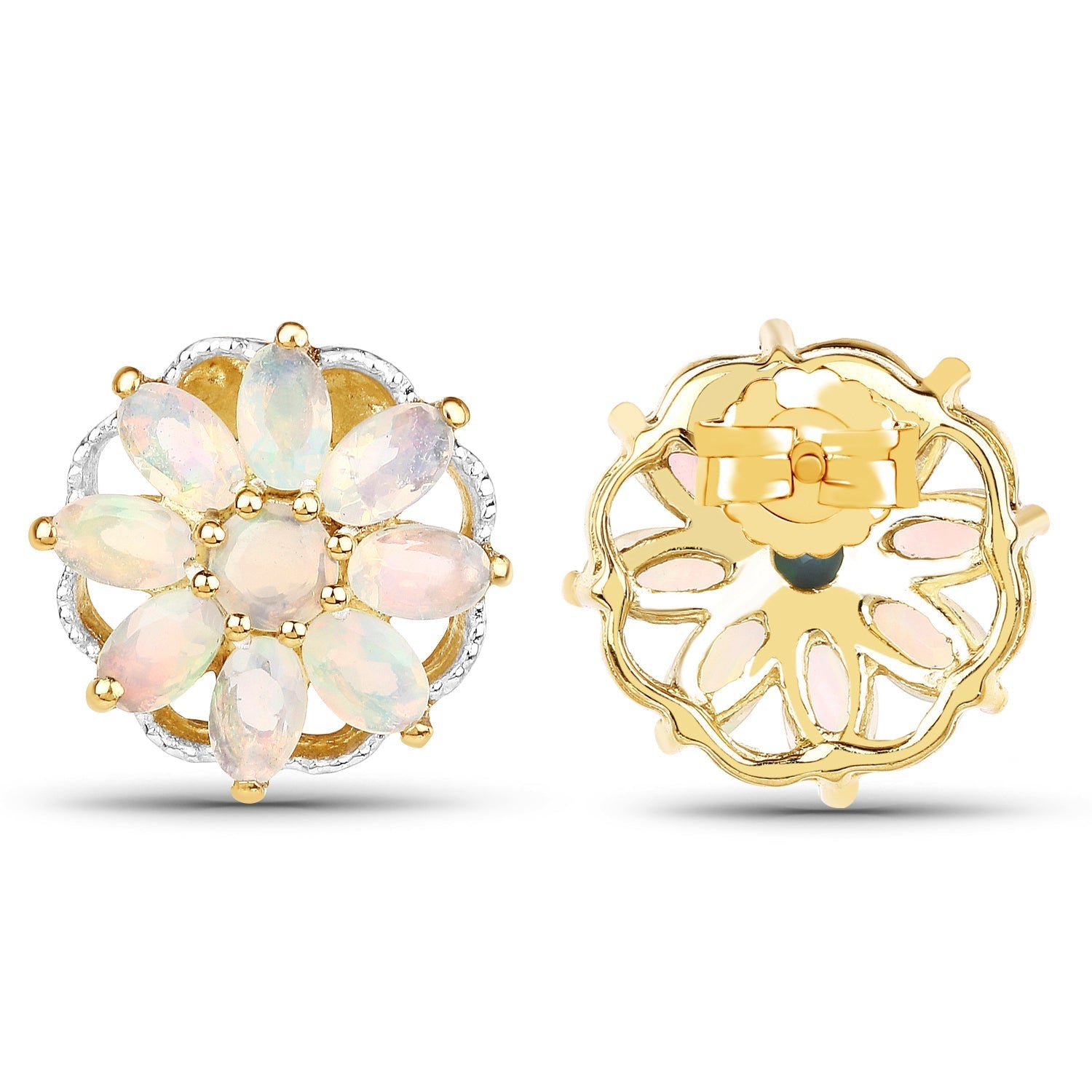 14K Yellow Gold Plated 2.70 Carat Genuine Ethiopian Opal .925 Sterling Silver Earrings Bids.com