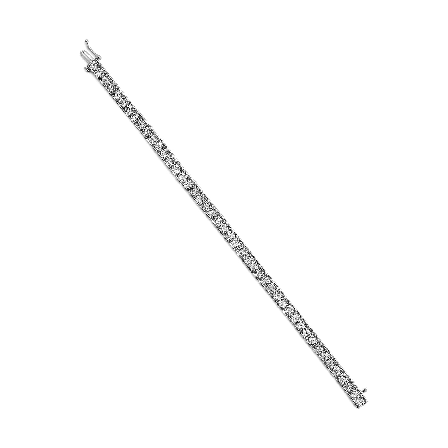 .925 Sterling Silver 1/10 Cttw Diamond 7.25" Link Bracelet (I-J Color, I2-I3 Clarity) Bids.com