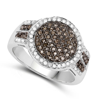 0.44 Carat Genuine Champagne Diamond and White Diamond .925 Sterling Silver Ring Bids.com