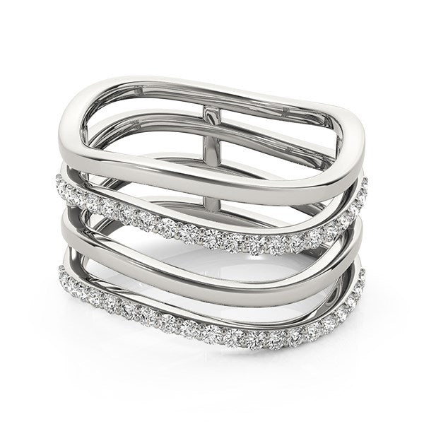 14k White Gold Multiple Band Design Ring with Diamonds (3/8 cttw) Bids.com