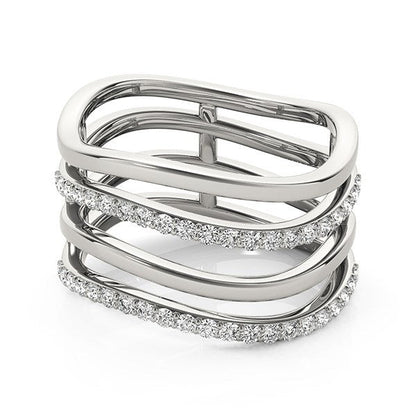 14k White Gold Multiple Band Design Ring with Diamonds (3/8 cttw) Bids.com