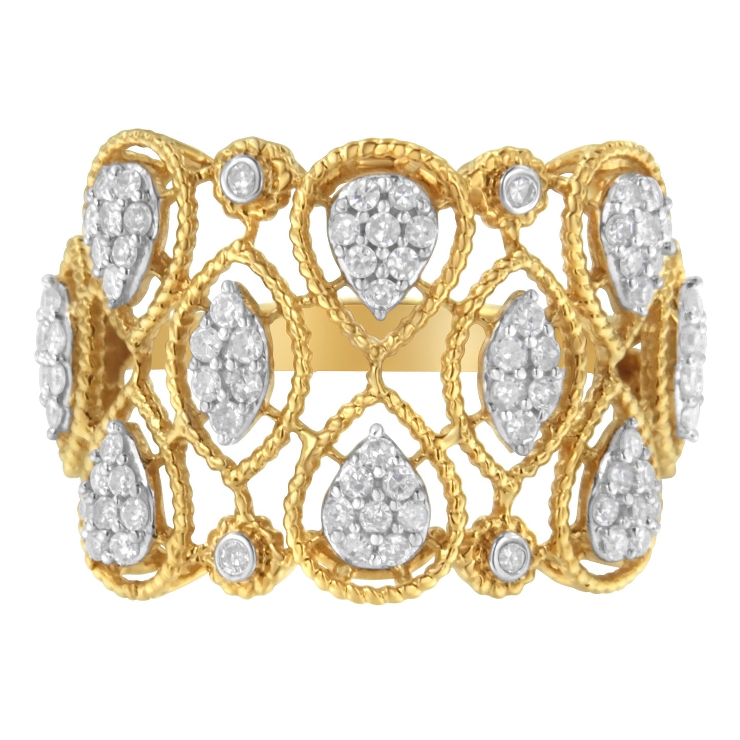14K Yellow Gold Diamond Art Deco Ring (1/2 Cttw, H-I Color, I1 Clarity) - Size 7 Bids.com