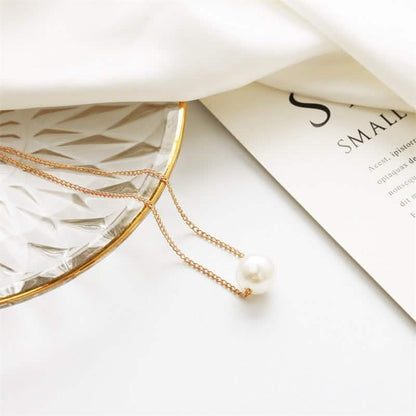 Women’s Minimalist White Pearl Beaded Necklace – Elegant Statement Chain DailySale