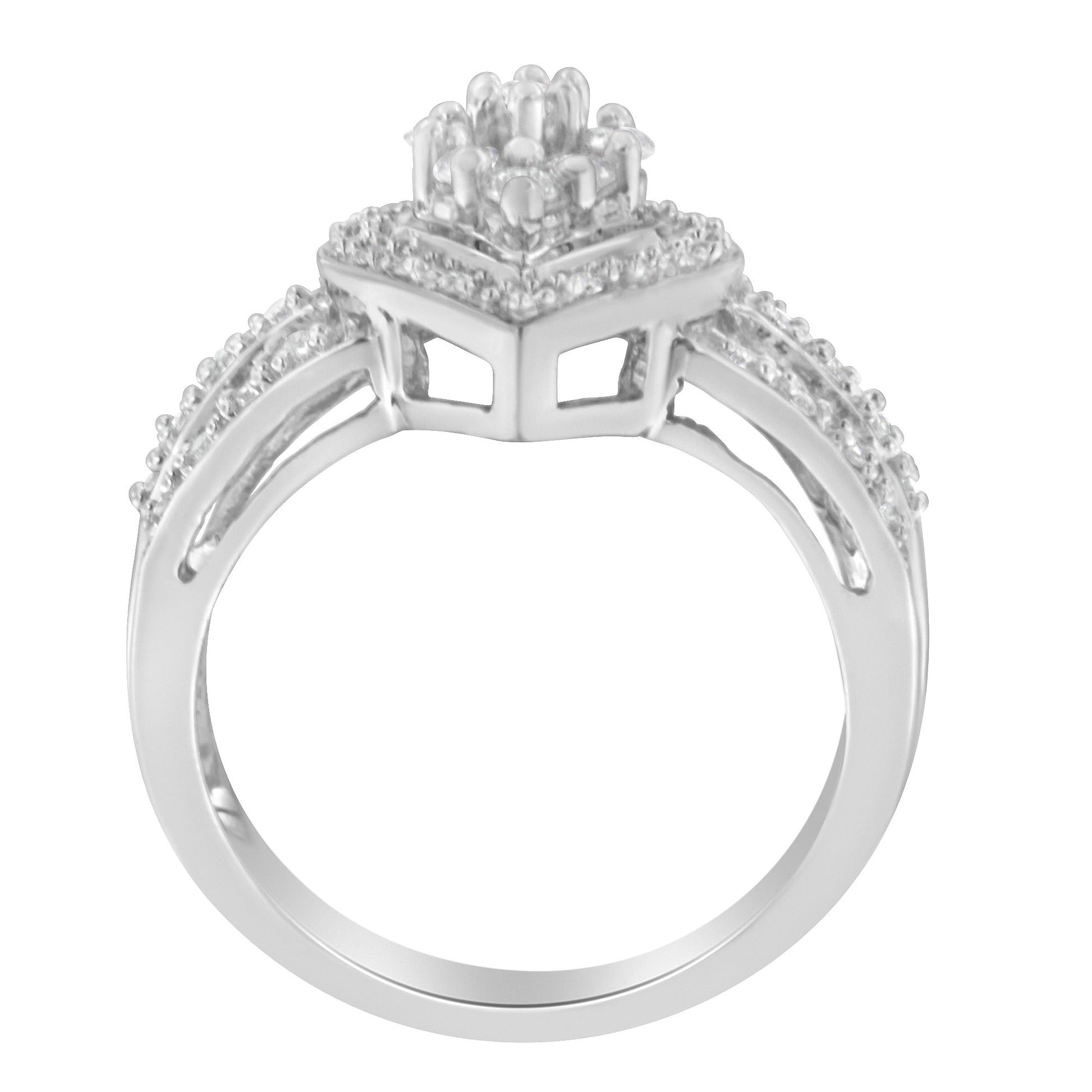 10K White Gold Round Cut Diamond Teardrop Ring (1/2 Cttw, H-I Color, SI2-I1 Clarity) - Size 6-1/2 Bids.com