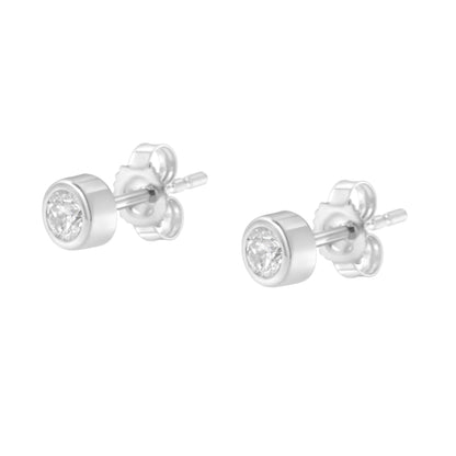 10K White Gold 1/5 Cttw Round Brilliant-Cut Near Colorless Diamond Bezel-Set Stud Earrings (H-I Color, I1-I2 Clarity) Bids.com