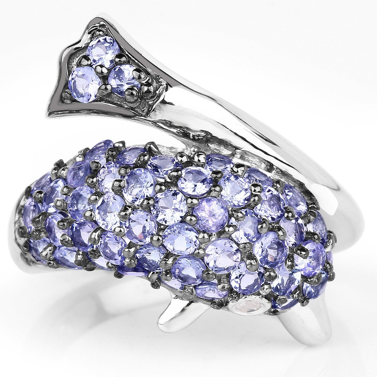 1.45 Carat Genuine Tanzanite and White Diamond .925 Sterling Silver Ring Bids.com